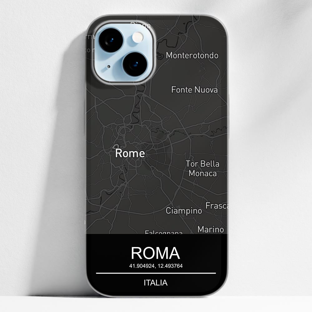La tua mappa Dark - cover iPhone 14 personalizzata
