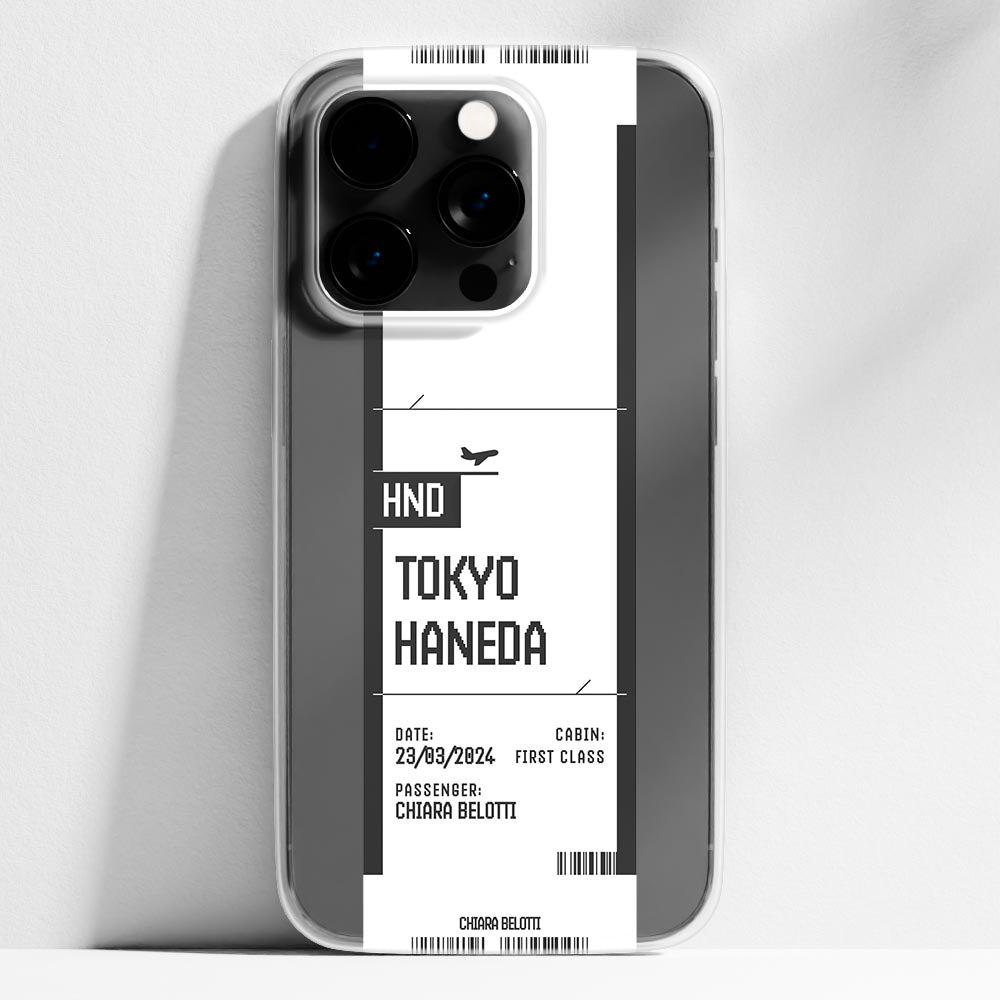 Biglietto volo - cover iPhone 14 Pro personalizzata